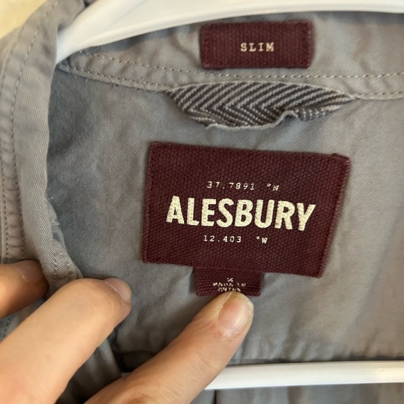 Alesbury Men's Long Sleeve button down slim fit medium grey shirt - Picture 8 of 10